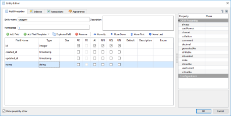 Configure new Laravel Eloquent entity in Skipper visual model