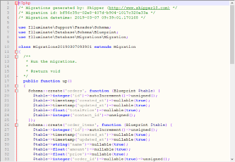 Laravel Eloquent migration file Laravel Eloquent migration file