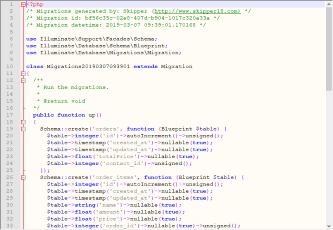 Laravel Eloquent migration file