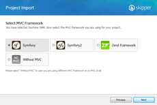 Select Symfony framework in Skipper Import schema defintions wizard