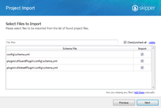 Confirm files to import in Skipper Import schema defintions wizard