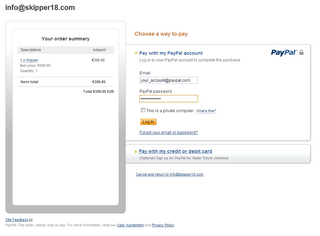 Payment with PayPal account Payment with PayPal account