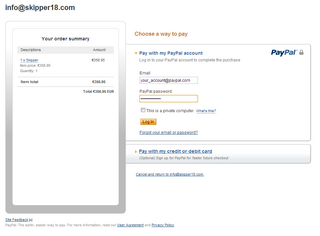 Payment with PayPal account