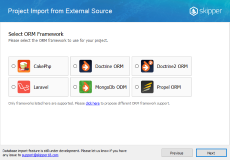 In Skipper wizard select ORM framework you are using