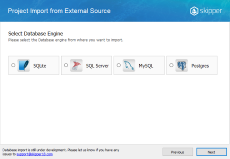 Select database type for import Select database type for import