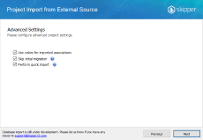Configure import settings