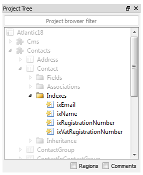Indexes displayed in Skipper project tree