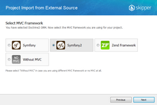 Select MVC framework in Skipper import from MySQL Workbench wizard
