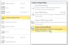 Open *Create or import new*, then select *Import External Model* In Skipper menu open Create or import new, then select Import External Model