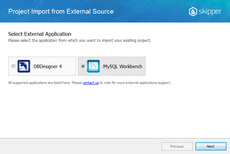 In Skipper import external model function select import from MySQL Workbench